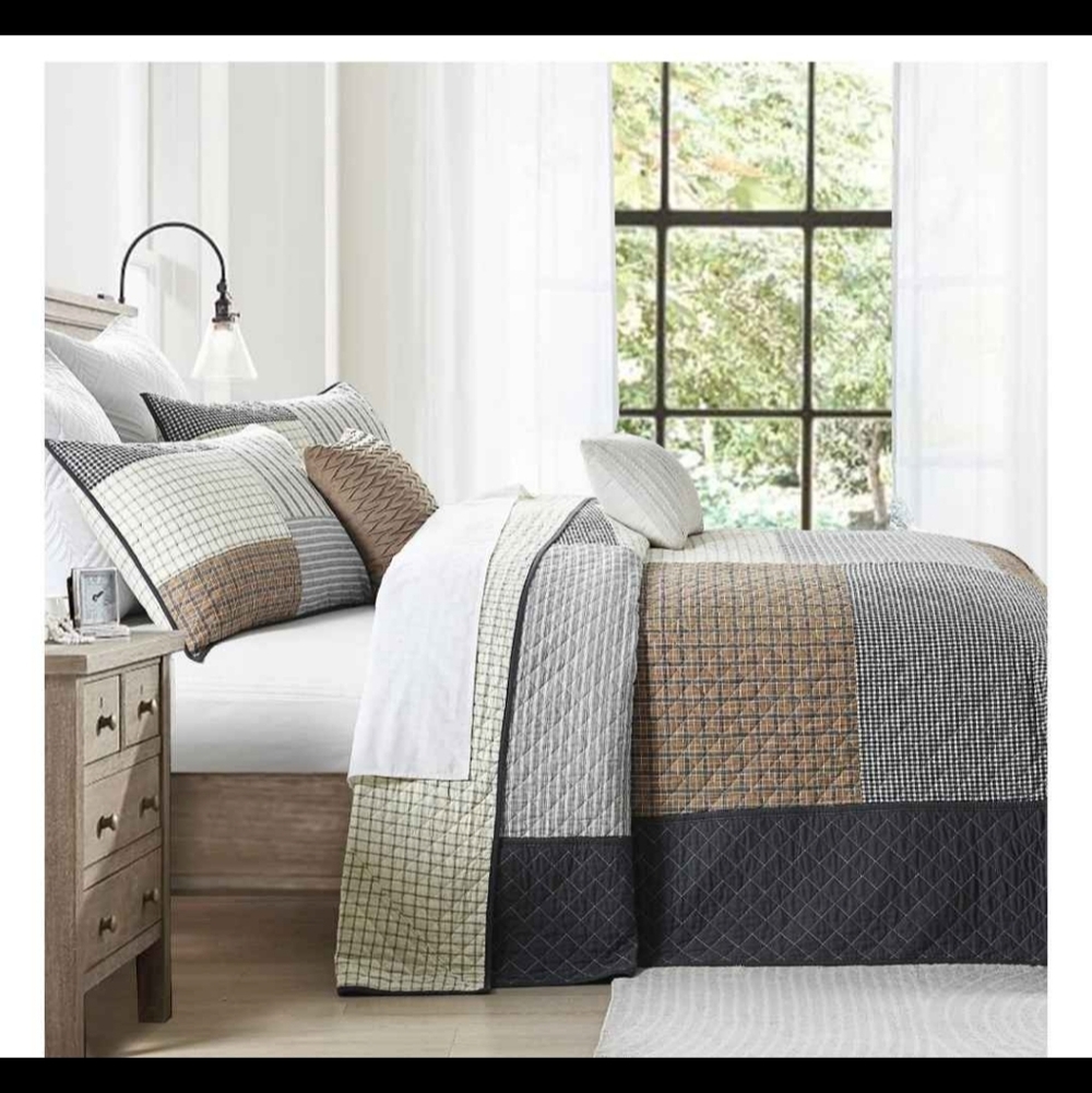 100% Cotton 120"x102" Oversized Bedspread Coverlet Quilt Set Queen Size New
